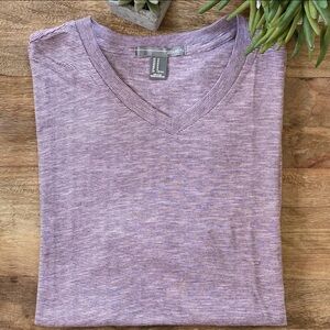 21MEN Striped Purple V-Neck Tee Shirt